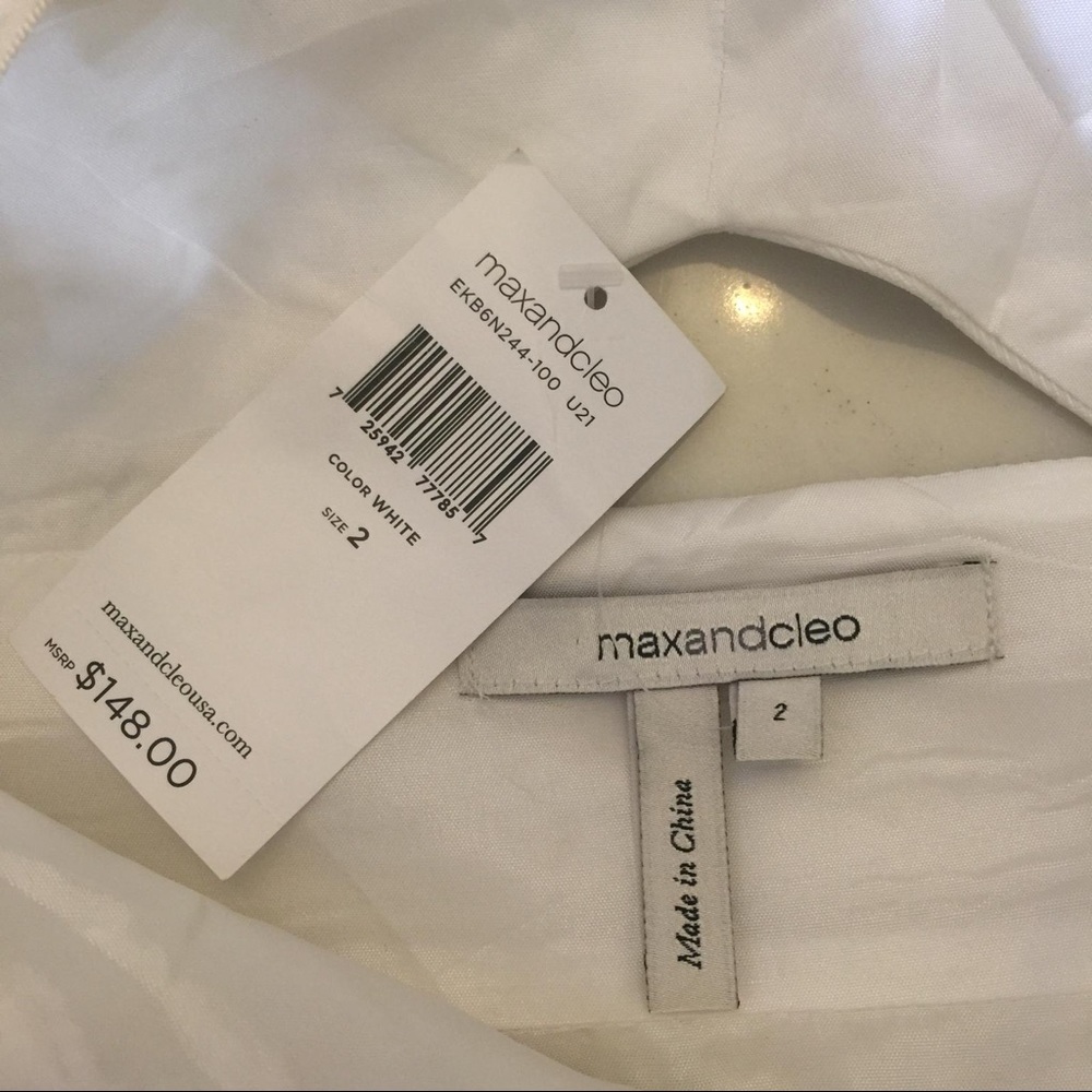 Max And Cleo White strapless Bow A line dress Sz 2 - Picture 11 of 16